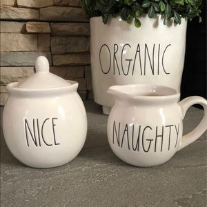 BN Rae Dunn naughty & nice creamer & sugar set